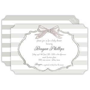 Gray and White Bow Frame Large Die-Cut Invitation