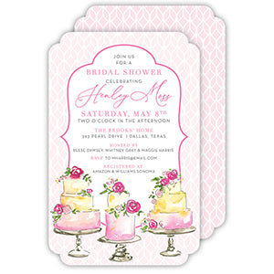 Handpainted Wedding Cake Trio Large Die-Cut Invitation