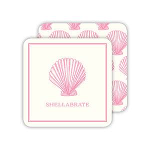 Pink Shell Shellabrate Modern Vintage Paper Coasters