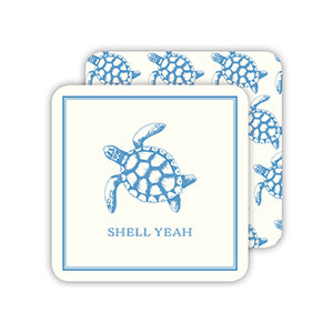 Blue Sea Turtle ShellYa Modern Vintage Paper Coasters