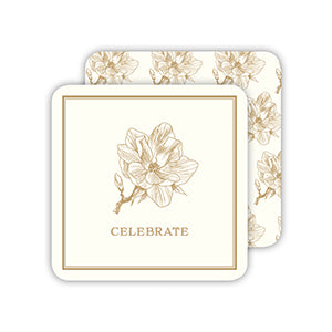 Gold Magnolia Celebrate Modern Vintage Paper Coasters