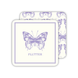 Lavendar Butterfly Flutter Modern Vintage Paper Coasters