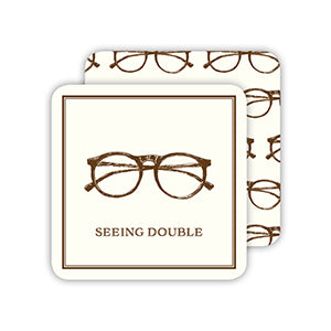 Brown Glasses Seeing Double Modern Vintage Paper Coasters