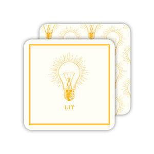 Lit Light Bulb Paper Coasters