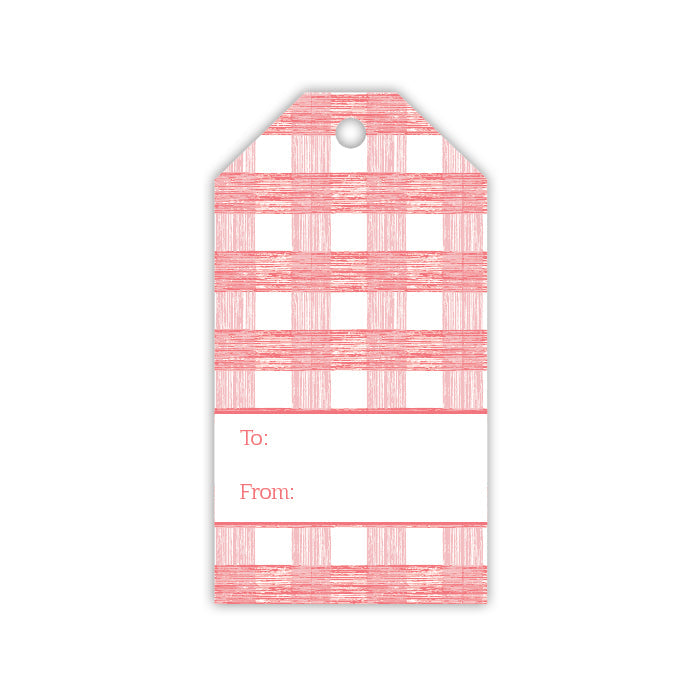 Madcap Cottage Coral Gin Lane Plaid Gift Tags